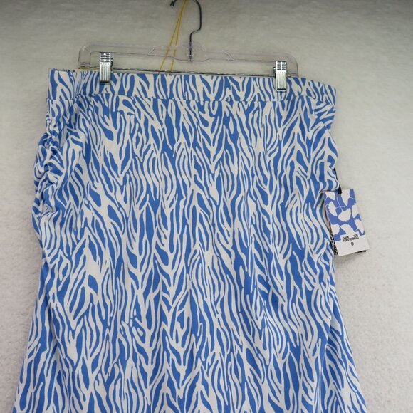 Diane Von Furstenberg Skirt Size XXL‎ Blue White Ruffle Ruched Flowy Design New - Picture 2 of 11